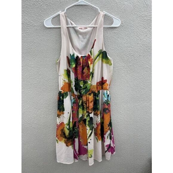Womens Margo & Sebastian Dress Size Large White Floral Sleeveless - Picture 1 of 12
